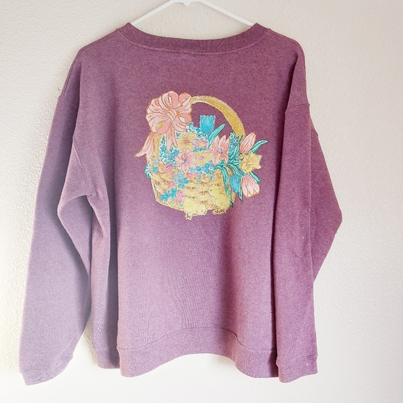 VINTAGE BUNNY/EASTER THEMED WOMENS CRAFT MEDIUM SWEATER - Picture 9 of 10